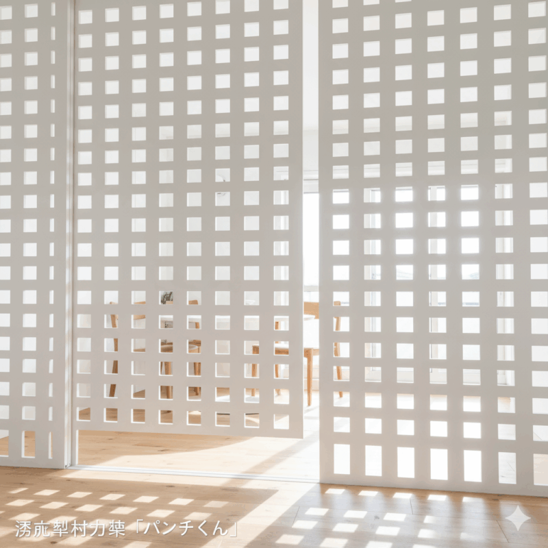 パンチングメタルを利用した内装式地震耐震ツール