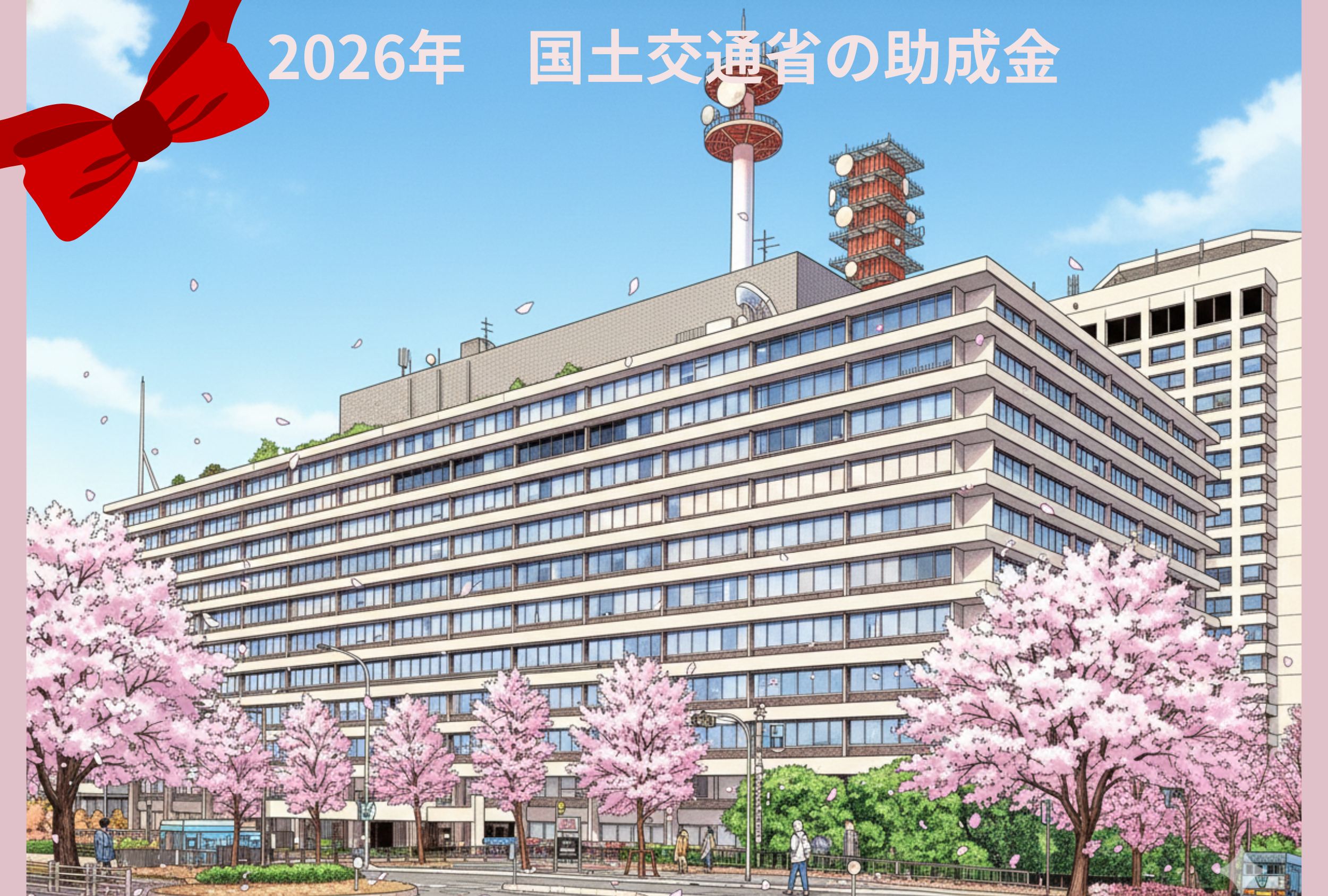 2026年の国土交通省の建物に助成金についてのタイトル。けいちゃんペイントの助成金紹介サイトのヘッダー画面。